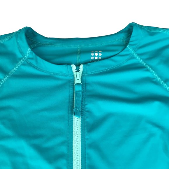 TITLE NINE Teal Zip Pullover Rash Guard Swim Shirt Women's M Svelte Sunbuster LS - Picture 3 of 12